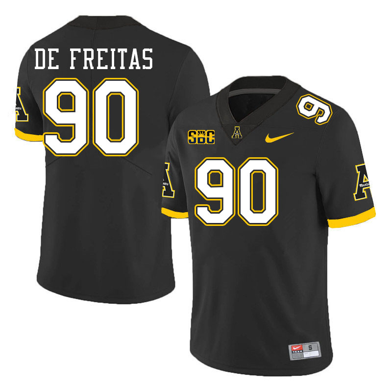Appalachian State Mountaineers #90 Dominic De Freitas College Football Jerseys Stitched-Black